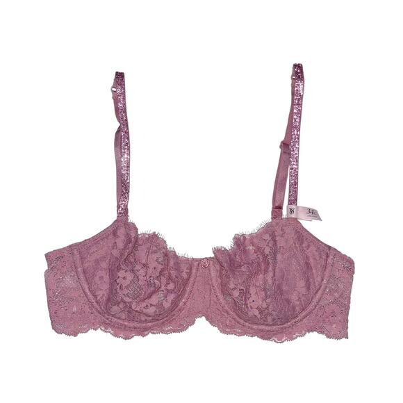 Victoria's Secret Wicked Twinkle Strap Unlined Balconette Bra Dusk Mauve 34C - Picture 1 of 4